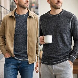 Gray Long Sleeve Cotton Tee